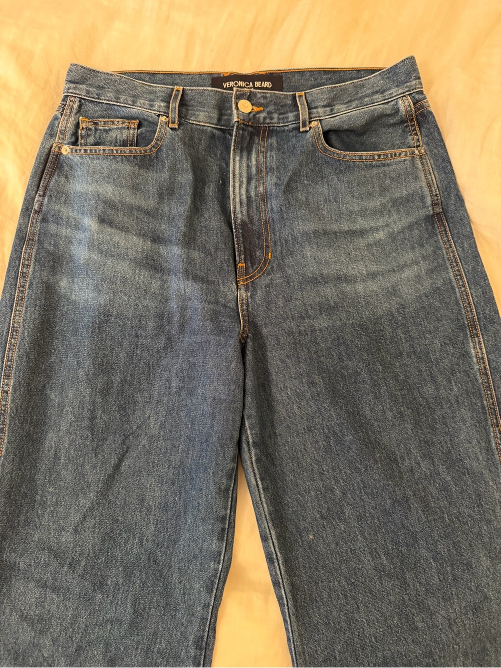 Veronica Beard Taylor Relaxed-Fit Dark Blue Jeans